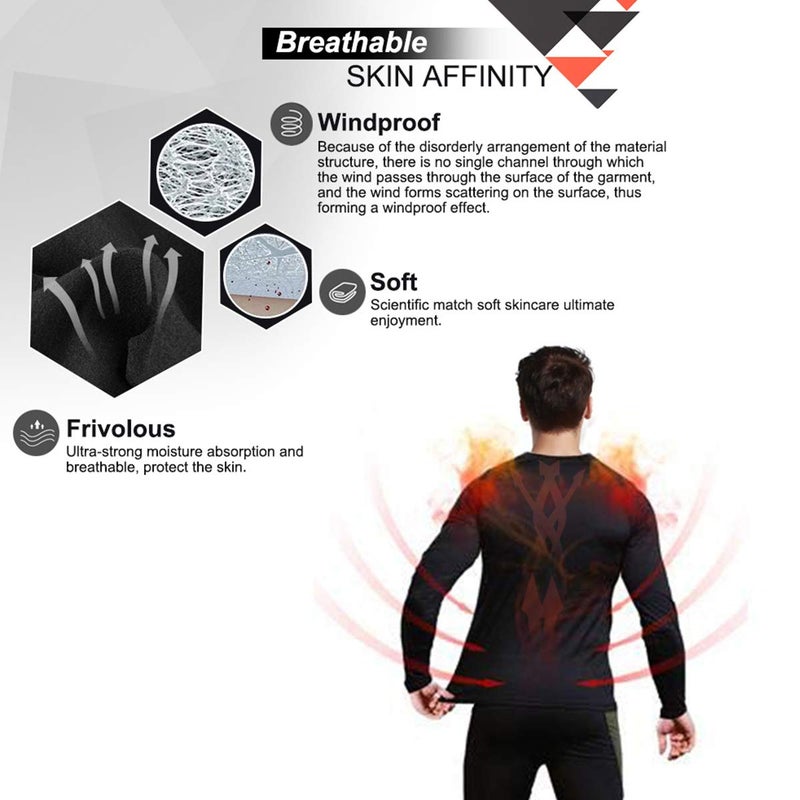 MEETWEE Men's Thermal Underwear Set, Winter Ski Gear Fleece Lined Long Johns Base Layer Warm Top & Bottom for Skiing Black - Image 4